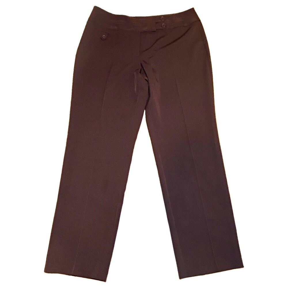 Cato Womens Brown Dress Pants Regular Fit Straight Leg Flat Front Stretch Twill